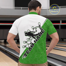 Load image into Gallery viewer, Cusom Green Strike Bowling Team Quarter-Zip Shirts For Men, Bowling League Shirt Bowlers Outfit IPHW9261