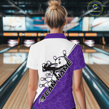Load image into Gallery viewer, Cusom Purple Strike Bowling Team Women Quarter-Zip Shirt, Bowling League Bowler Outfit IPHW9262