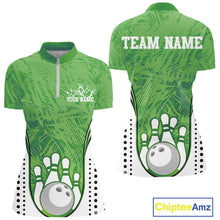 Load image into Gallery viewer, Custom Green Camo Bowling Team Women Quarter-Zip Shirts, Bowling Jerseys Bowler Outfit IPHW9597