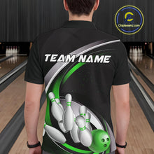 Load image into Gallery viewer, Custom Black Green Bowling Team Jerseys, Bowler Uniform Bowling Polo Shirts For Men IPHW9279