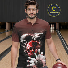 Load image into Gallery viewer, Custom Red Smoke Skull Bowling Polo Shirts For Men, Ghostly Halloween Bowling Outfit IPHW9520