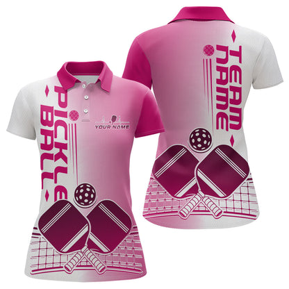 Custom Pink Pickleball Team Polo Shirts For Women, Pickleball League Shirt IPHW9316