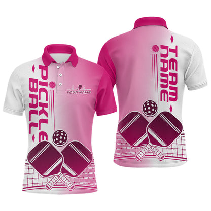 Custom Pink Pickleball Team Polo Shirts For Men, Pickleball League Shirt IPHW9316