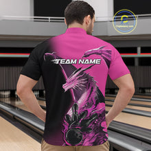Load image into Gallery viewer, Custom Pink Dragon Flame Bowling Quarter-Zip Shirts For Men, Bowling Tournament Shirt IPHW9332