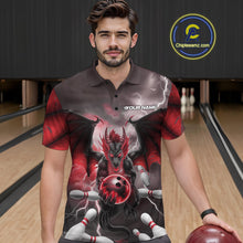 Load image into Gallery viewer, Custom Red Thunder Lightning Dragon Bowling Polo Shirts For Men, Team Uniform IPHW9103