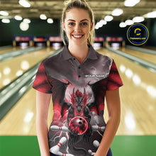 Load image into Gallery viewer, Custom Red Thunder Lightning Dragon Bowling Polo Shirts For Women, Team Uniform IPHW9103