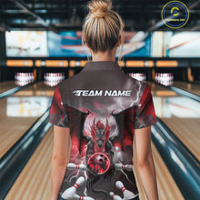 Load image into Gallery viewer, Custom Red Thunder Lightning Dragon Bowling Polo Shirts For Women, Team Uniform IPHW9103