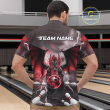 Load image into Gallery viewer, Custom Red Thunder Lightning Dragon Bowling Quarter-Zip Shirts For Men, Team Uniform IPHW9103