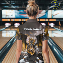 Load image into Gallery viewer, Custom Yellow Thunder Lightning Dragon Bowling Women Quarter-Zip Shirts, Team Uniform IPHW9105