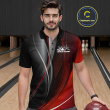 Load image into Gallery viewer, Custom Black And Red Dragon Bowling Polo Shirts For Men, Dragon Bowling Jersey IPHW9342