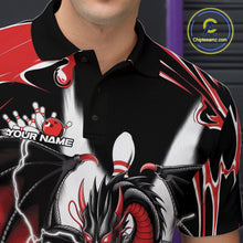 Load image into Gallery viewer, Custom Black And Red Dragon Bowling Men Polo Shirts, Dragon Bowling Team Jerseys IPHW9108