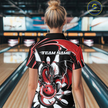 Load image into Gallery viewer, Custom Black And Red Dragon Bowling Women Polo Shirts, Dragon Bowling Team Jerseys IPHW9108