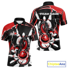 Load image into Gallery viewer, Custom Black And Red Dragon Bowling Men Polo Shirts, Dragon Bowling Team Jerseys IPHW9108