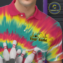 Load image into Gallery viewer, Custom Colorful Tie Dye Bowling Polo Shirts For Men, Rainbow Bowling Outfit IPHW9116