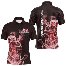 Load image into Gallery viewer, Custom Red Flame Smoke Skull Bowling Polo Shirts For Men, Halloween Bowling Outfit IPHW9495