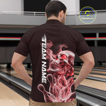 Load image into Gallery viewer, Custom Red Flame Smoke Skull Bowling Quarter-Zip Shirts For Men, Halloween Bowling Outfit IPHW9495