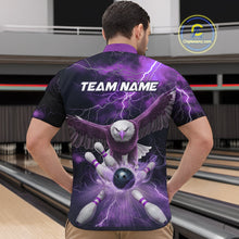 Load image into Gallery viewer, Custom Purple Thunder Lightning Eagle Bowling Quarter-Zip Shirts For Men, Eagle Bowling Jerseys IPHW9365