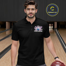 Load image into Gallery viewer, Custom Blue And Purple Bowling Team Polo Shirts For Men, Bowling League Shirt IPHW9368