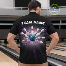 Load image into Gallery viewer, Custom Blue And Purple Bowling Team Quarter-Zip Shirts For Men, Bowling League Shirt IPHW9368