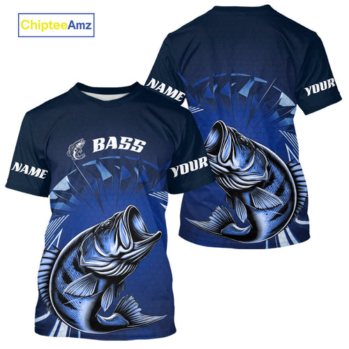 Custom Largemouth Bass Blue Tournament Fishing T-Shirts, Bass  Fishing Jerseys IPHW9178