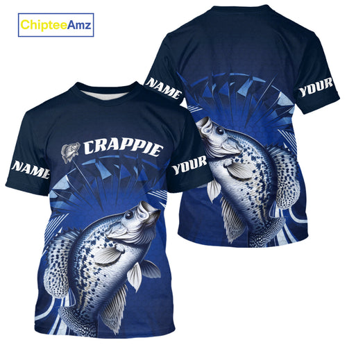 Custom Crappie Fishing Blue Tournament Fishing T-Shirts, Crappie Fishing Jerseys IPHW9180