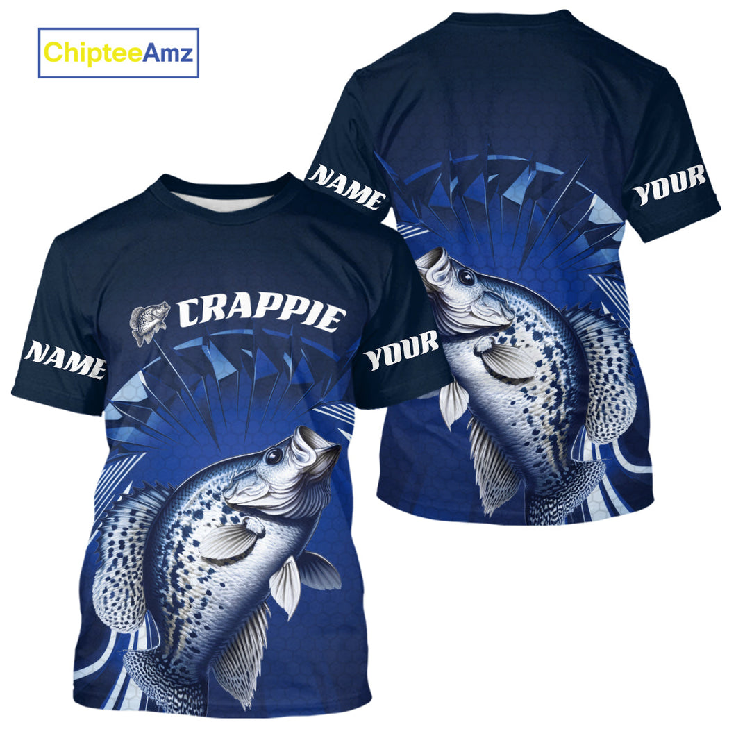 Custom Crappie Fishing Blue Tournament Fishing T-Shirts, Crappie Fishing Jerseys IPHW9180