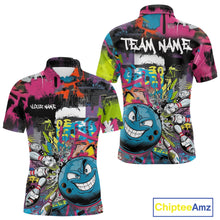 Load image into Gallery viewer, Custom Funny Graffity Colorful Bowling Polo Shirts For Men, Bowling Tournament Shirt IPHW9382