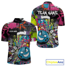 Load image into Gallery viewer, Custom Funny Graffity Colorful Bowling Quarter-Zip Shirts For Men, Bowling Tournament Shirt IPHW9382