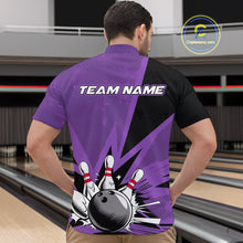 Load image into Gallery viewer, Custom Purple Bowling Jerseys, Bowling Team Men Quarter-Zip Shirts Bowling League Shirt IPHW9391