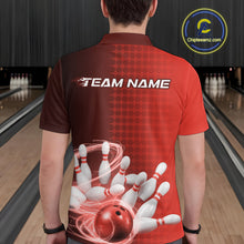 Load image into Gallery viewer, Custom Red Flame Bowling Polo Shirts For Men, Bowling Tournament Team Shirt IPHW9408