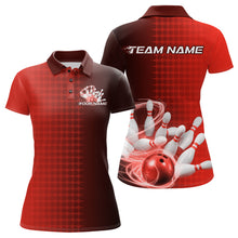 Load image into Gallery viewer, Custom Red Flame Bowling Polo Shirts For Women, Bowling Tournament Team Shirt IPHW9408