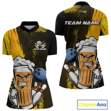 Load image into Gallery viewer, Custom Black And Yellow Funny Bowling And Beer Team Women Quarter-Zip Shirt IPHW9606