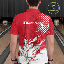 Load image into Gallery viewer, Custom White And Red Bowling Team Polo Shirts For Men, Flame Bowling Jerseys Team Shirt IPHW9618