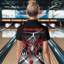 Load image into Gallery viewer, Custom Red Dragon On The Lane Bowling Polo Shirts For Women, Dragon Bowling Team Shirt IPHW9101