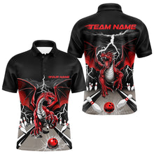 Load image into Gallery viewer, Custom Red Dragon On The Lane Bowling Polo Shirts For Men, Dragon Bowling Team Shirt IPHW9101