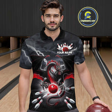 Load image into Gallery viewer, Custom Thunder Lightning Red Dragon Bowling Team Polo Shirts For Men, Bowling Jerseys IPHW9110