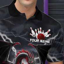 Load image into Gallery viewer, Custom Thunder Lightning Red Dragon Bowling Team Polo Shirts For Men, Bowling Jerseys IPHW9110