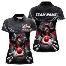 Load image into Gallery viewer, Custom Thunder Lightning Red Dragon Bowling Team Polo Shirts For Women, Bowling Jerseys IPHW9110