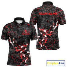 Load image into Gallery viewer, Custom Black And Red Camo Bowling Team Polo Shirts For Men, Bowling League Shirt IPHW9370
