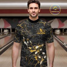 Load image into Gallery viewer, Custom Black And Yellow Camo Bowling Team Quarter-Zip Shirts For Men, Bowling League Shirt IPHW9371