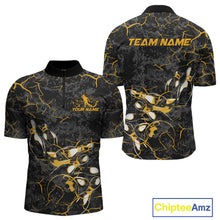 Load image into Gallery viewer, Custom Black And Yellow Camo Bowling Team Quarter-Zip Shirts For Men, Bowling League Shirt IPHW9371