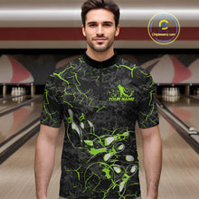 Load image into Gallery viewer, Custom Black And Green Camo Bowling Team Quarter-Zip Shirts For Men, Bowling League Shirt IPHW9372