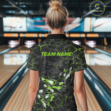 Load image into Gallery viewer, Custom Black And Green Camo Bowling Team Women Quarter-Zip Shirts, Bowling League Shirt IPHW9372