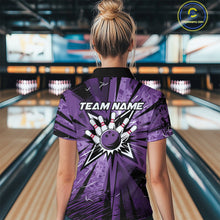 Load image into Gallery viewer, Custom Black And Purple Camouflage Bowling Team Women Polo Shirts, Bowling League Shirt IPHW9383