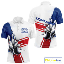 Load image into Gallery viewer, Personalized Red, White And Blue Patriotic US Flag Bowling Polo Shirts For Men Team IPHW9543