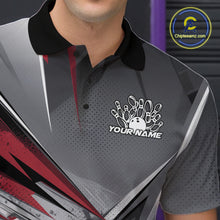 Load image into Gallery viewer, Custom Red And Gray Bowling Polo Team Shirts For Men, Bowler Outfit Bowling League Shirt IPHW9557