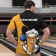 Load image into Gallery viewer, Custom Funny Black And Yellow Bowling And Beer Quarter-Zip Shirts For Men, Bowling League Shirt IPHW9609