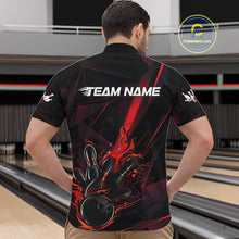 Load image into Gallery viewer, Custom Black And Red Flame Bowling Team Men Quarter-Zip Shirts, Fire Bowling Jerseys IPHW9612