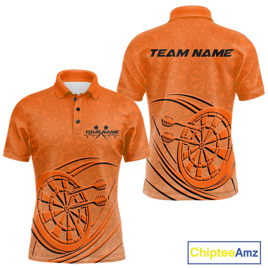 Custom Orange Darts Polo Shirts For Men, Orange Dartboard Dart Team Jerseys For Players IPHW9636