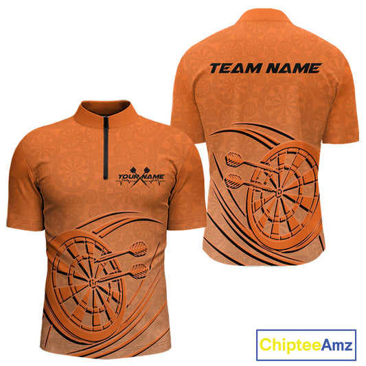 Custom Orange Darts Quarter-Zip Shirts For Men, Orange Dartboard Dart Team Jerseys For Players IPHW9636